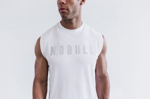 Nobull Ärmellose Tee T-shirts Herren Weiß | UFZG-13256