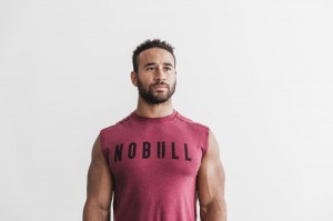 Nobull Ärmellose Tee T-shirts Herren Wine | EFAW-90415